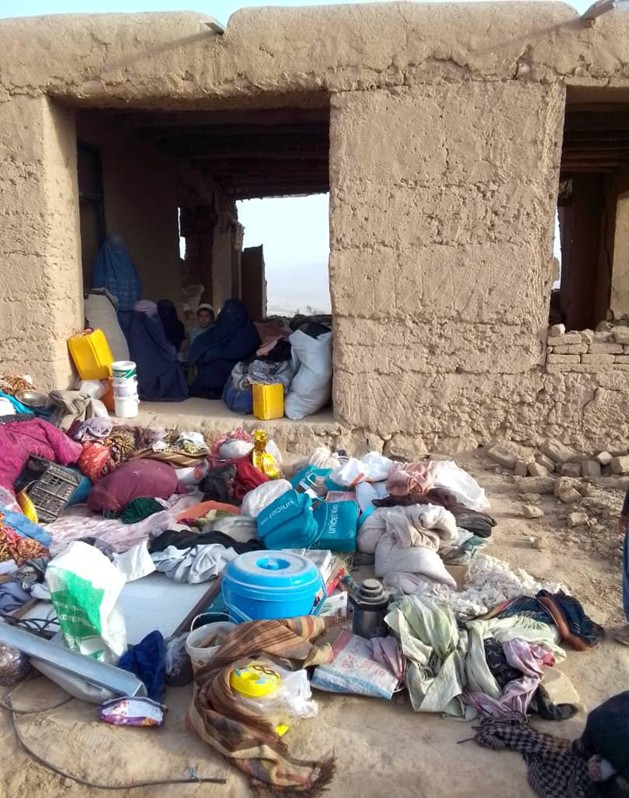 Displaced families relocated after destruction of their homes in Khulm District, Samangan Province.
